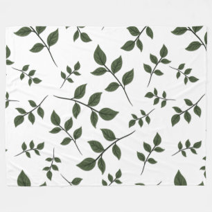 Cobertor De Velo Folhagem com Folhas Verdes em Branco