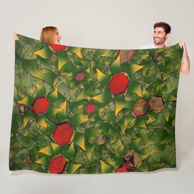 Cobertor De Velo Folhagem virtual amarelada talhada com hexágonos v (In Situ)