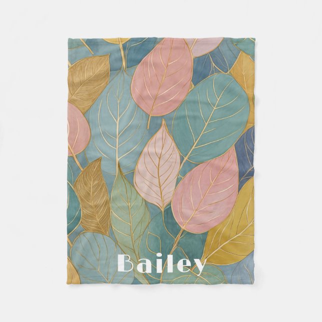 Cobertor De Velo Folhagem Whimsical: Folhas de Pastel (Frente)