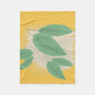 Cobertor De Velo Folhas Abstratas Ilustração Verde Amarelo
