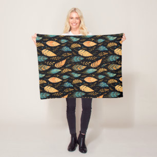 Cobertor De Velo Folhas Boho em azul turquesa