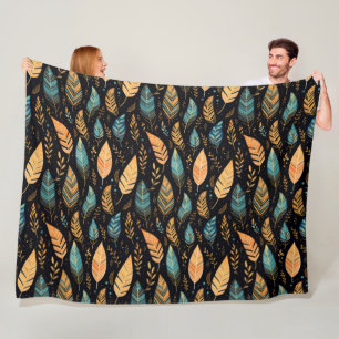 Cobertor De Velo Folhas Boho em azul turquesa