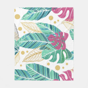 Cobertor De Velo Folhas botânicas tropicais, design de colheita con