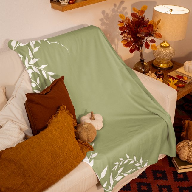 Cobertor De Velo Folhas Botânicas Verde Sage (Criador carregado)