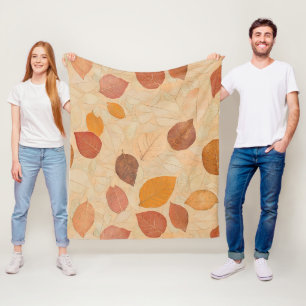 Cobertor De Velo Folhas Caídas Vintage Secas Dourado Laranja Vermel