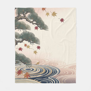 Cobertor De Velo Folhas de Álamo Japonês de Outono Ondas