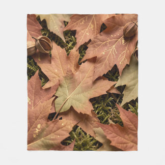 Cobertor De Velo Folhas de bordo de outono dourado Musgo Folhagem d