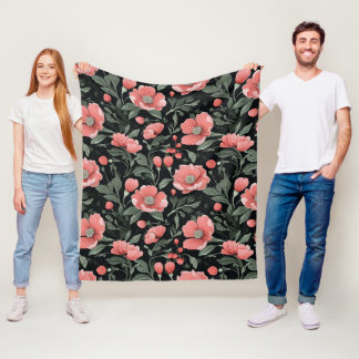 Cobertor De Velo Folhas de Carvalho Verde Padrão Floral e Flores Ro