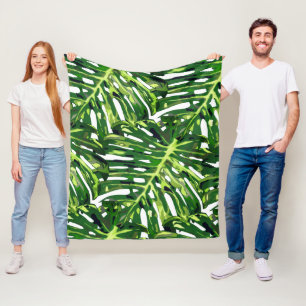 Cobertor De Velo Folhas de Monstera Tropicais - Natureza