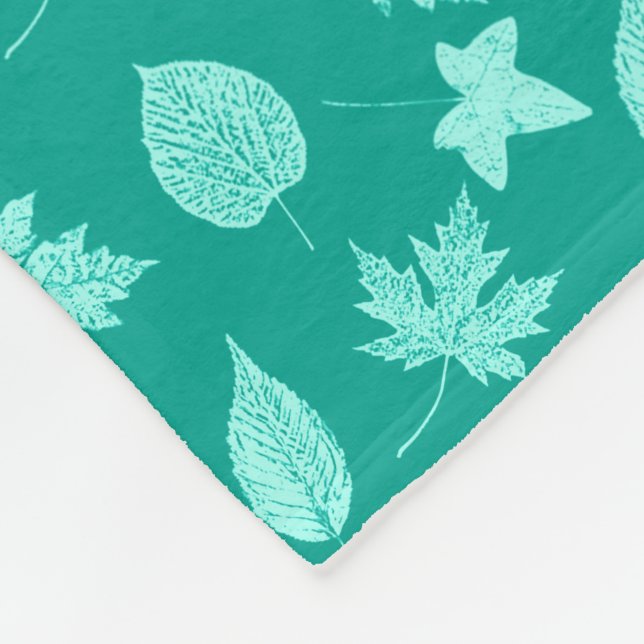 Cobertor De Velo Folhas de outono - aqua e turquesa (Quina)
