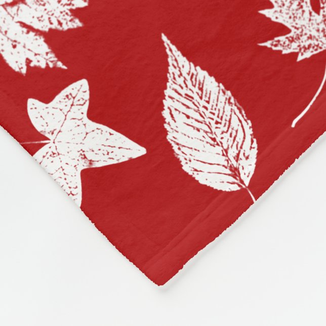 Cobertor De Velo Folhas de outono - branco e vermelho escuro (Quina)
