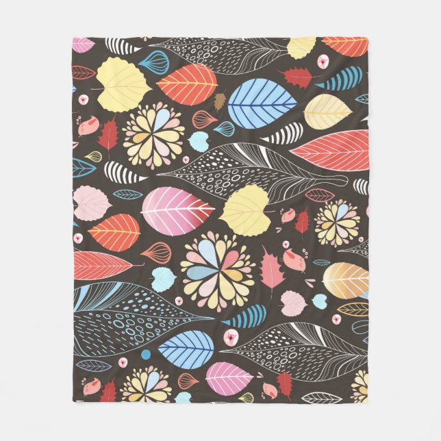 Cobertor De Velo Folhas de outono e Aves. (Frente)