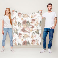 Folhas de Palma Secas e Flores Tropicais