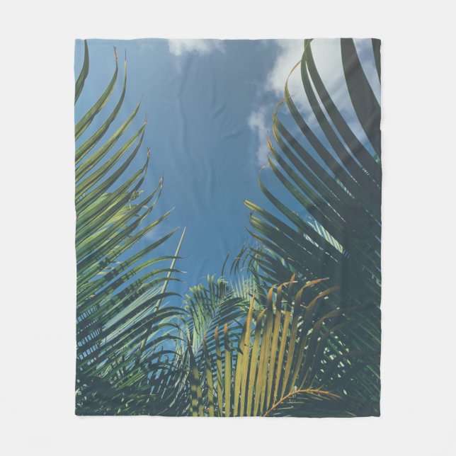 COBERTOR DE VELO FOLHAS DE PALMAS TROPICAIS (Frente)