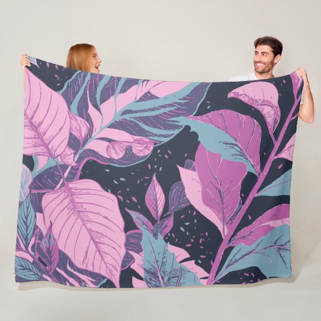 Cobertor De Velo Folhas de Pastel em Fundo Escuro (In Situ)