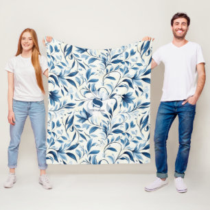 Cobertor De Velo Folhas de salsa azul Elegante - Fundo branco (1)
