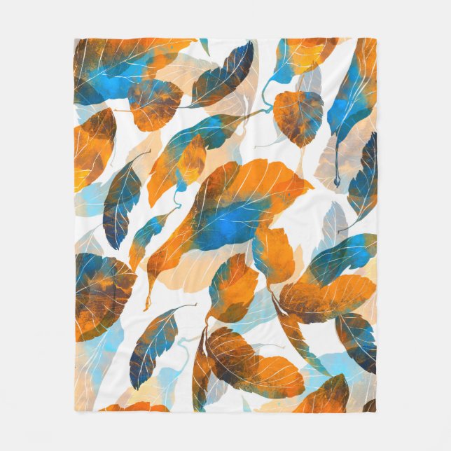 Cobertor De Velo Folhas de silhueta: aquarela, prato digital sem co (Frente)
