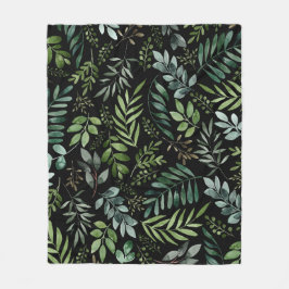 Cobertor De Velo Folhas de verde de aquarela   