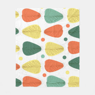 Cobertor De Velo Folhas pintadas coloridas, brilhante fundo de negó