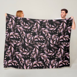 Cobertor De Velo Folhas rosa de Pastel em preto