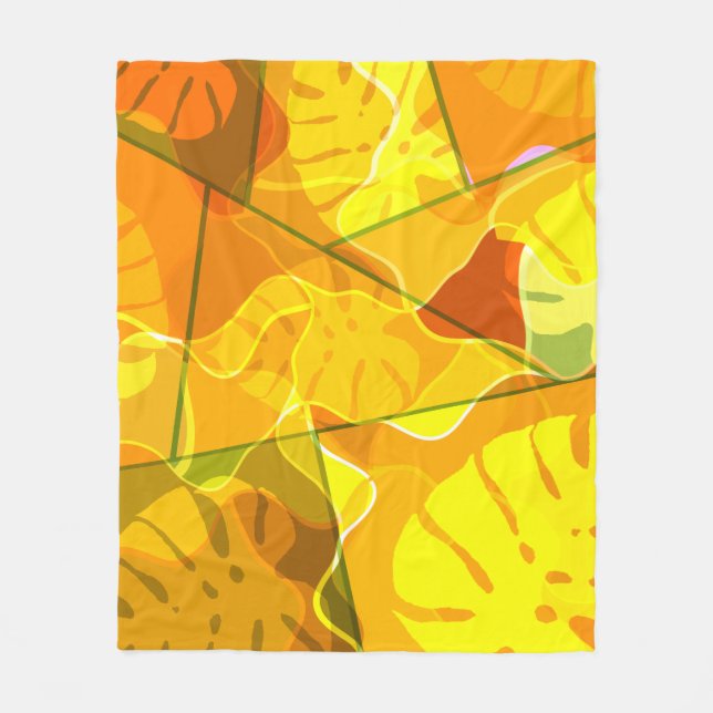 COBERTOR DE VELO FOLHAS TROPICAIS ABSTRATAS (Frente)