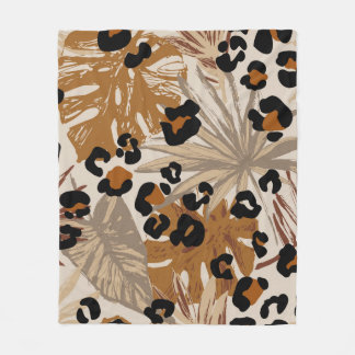 Cobertor De Velo Folhas tropicais abstrato e camouf-leopardo-grunha
