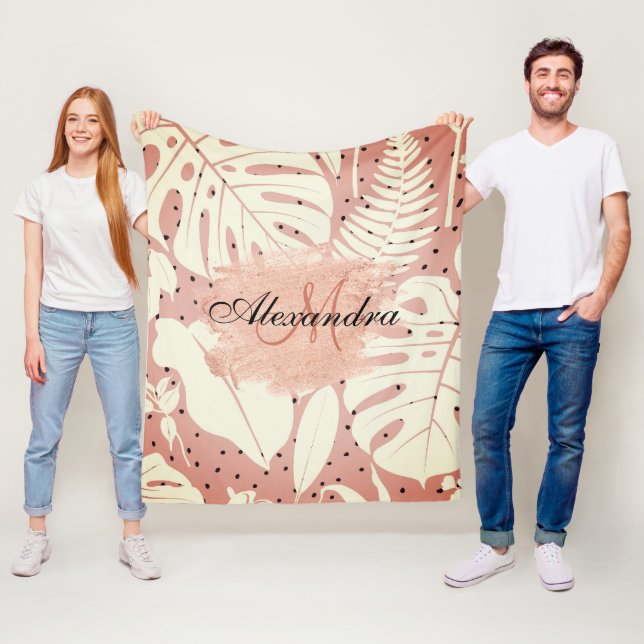 Cobertor De Velo Folhas tropicais cor-de-rosa (In Situ)