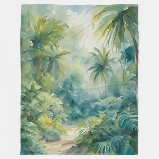 Cobertor De Velo Folhas Tropicais Em Aberto Plantas Palmeiras (Frente)