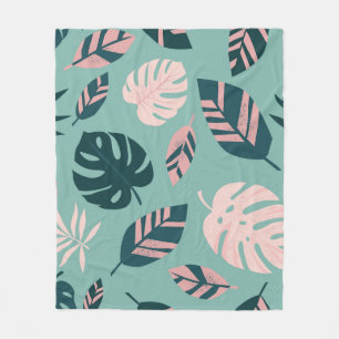 Cobertor De Velo Folhas Tropicais: Padrão De Vintagem Invisível.