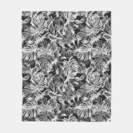 Cobertor De Velo Folhas Tropicais Pretas e Brancas