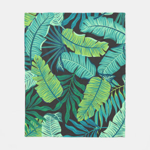 Cobertor De Velo Folhas tropicais verdes: padrão de colheita.