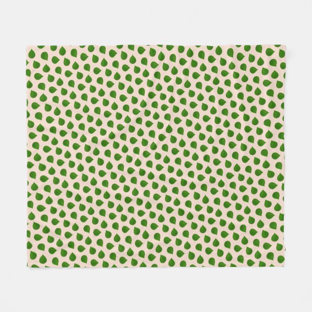 Cobertor De Velo Folhas Verdes da Árvore de Jade sobre Bege (Frente (Horizontal))