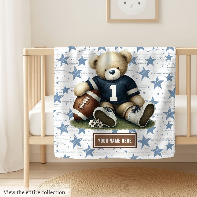 Cobertor De Velo Folheto Americano de Futebol para Meninos (Custom American Football Blanket for Baby Boys)