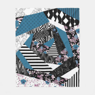 Cobertor De Velo Folheto azul, popular, retalhos, folclore, rústico