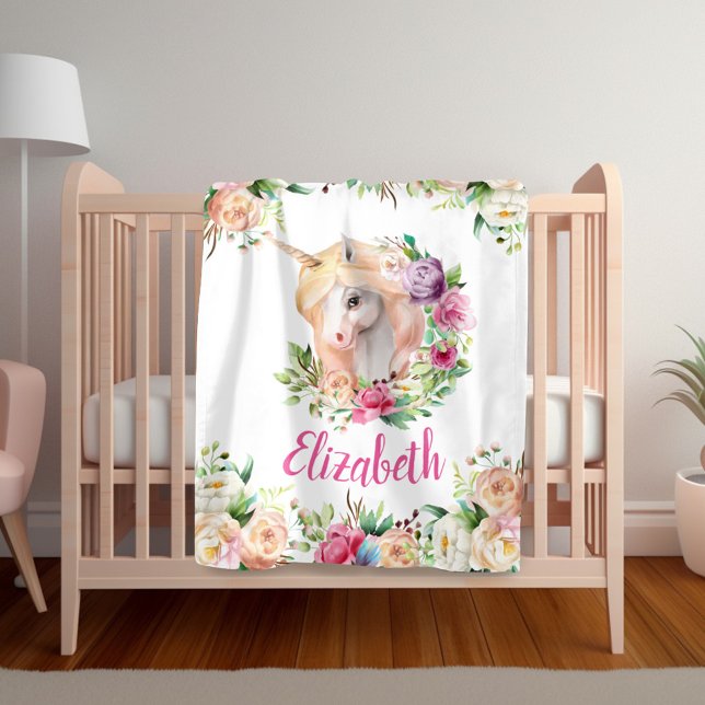 Cobertor De Velo Folheto da Garota do Unicórnio Floral (Criador carregado)