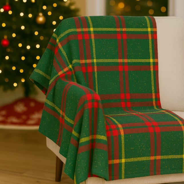 Cobertor De Velo Folheto da Xadrez Vermelha Clássica de Natal (Classic Christmas red and green tartan fleece blanket )