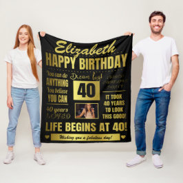 Cobertor De Velo Folheto de Foto Personalizado do aniversário de 40