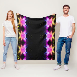 Cobertor De Velo Folheto de velo em luzes vibrantes preto e rosa.