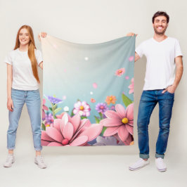 Cobertor De Velo Folheto Floral Azul Claro