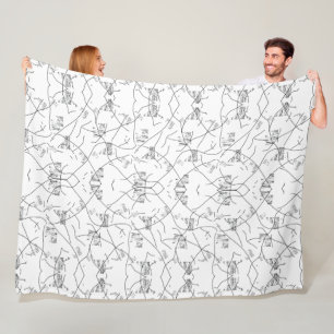 Cobertor De Velo Folheto Floral Branco e Preto Elegante