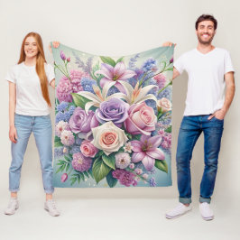 Cobertor De Velo Folheto Floral do Pastel Encantador