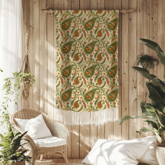 Cobertor De Velo Folheto inspirado em boho com Impressão de Earthy  (Boho-Inspired Blanket with Earthy Paisley Print)
