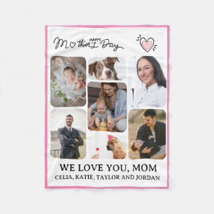 Cobertor De Velo Folheto personalizado de 7 fotos para mamãe