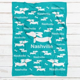 Cobertor De Velo Folheto Personalizado do Teal Dachshund para Cães