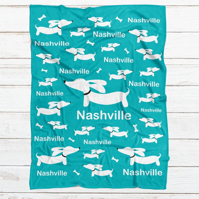 Cobertor De Velo Folheto Personalizado do Teal Dachshund para Cães  (Criador carregado)