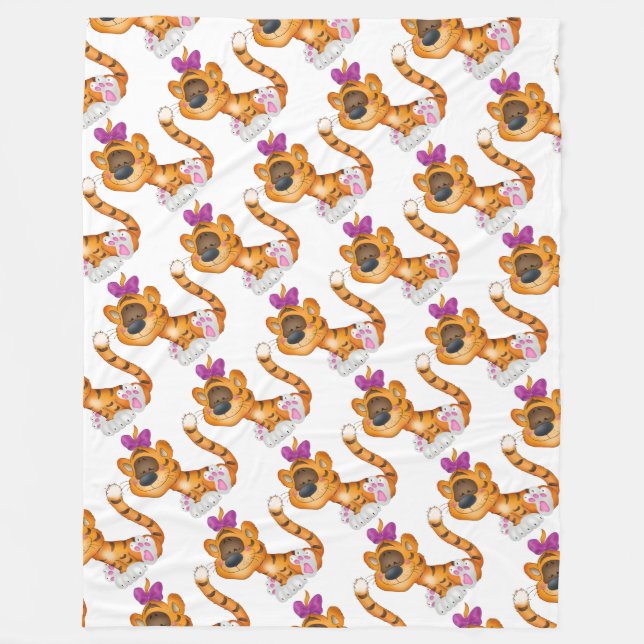 Cobertor De Velo Folheto/Tigres para bebês (Frente)