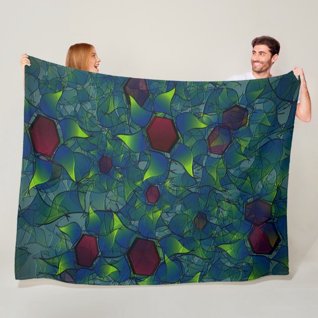 Cobertor De Velo Folheto virtual azulado com hexágono vermelho escu (In Situ)