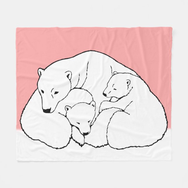 Cobertor De Velo Folhetos de Urso Polar, Mãe e Cubo do Urso Gêmeo (Frente (Horizontal))