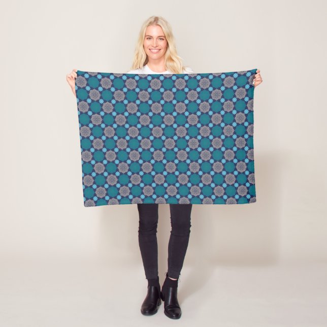 Cobertor De Velo Folk Floral Damask Denim Blue (In Situ)