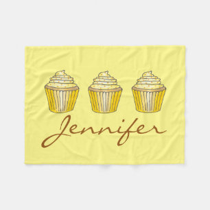 Cobertor De Velo Foodie de Cupcake de Limão Amarelo Personalizado